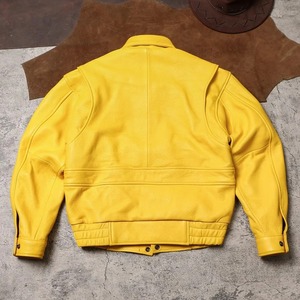 Chaqueta de Motociclista de Cuero de Oveja Negra para Hombre, Cuello Alto, Corte Regular Informal, Color Sólido, Cierre de Cremallera, Resistente al Viento para Invierno - Product Image 2
