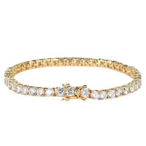 Bracelet tennis unisexe en moissanite plaqué argent 18 carats, taille brillante, sertissage en canal, pour hip-hop, fêtes, mariages, fiançailles et usage quotidien - Product Image 1