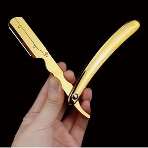 Folding Straight <b>Razor</b> Stainless Steel <b>Single</b> <b>Blade</b> Plastic Handle Silver Gold Black for Face Shaving - Product Image 2