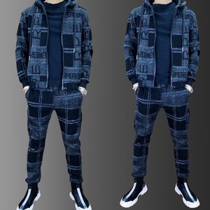 Conjunto Deportivo con Capucha a Cuadros para Hombre, Pantalones Largos con Bolsillos Laterales, Ropa Casual Transpirable, Estilo Otoñal - Product Image 6