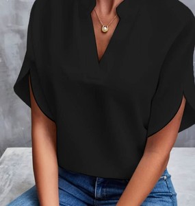 Nouvelle conception de chemisier décontracté pour femmes, écologique, en dentelle, avec boutons et nœuds, manches longues, col en V, uni, polyvalent - Product Image 4