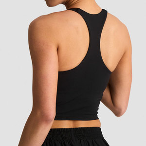 Slim Yoga High Elasticity Quick Dry Fitness Sports Athletic Cropped Tank <b>Top</b> Custom Plain Solid Color V Neck <b>Vest</b> <b>Top</b> - Product Image 2
