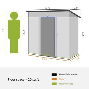 Casetta da Giardino in Metallo 6FT X 4FT con Porte a Doppio Blocco, 2 Prese d'Aria, Telaio in Acciaio per Deposito Attrezzi da Giardino - Product Image 3