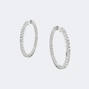 6.10CTW Round Cut Pave Set <b>Large</b> <b>Hoop</b> Earrings - Product Image 4