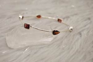 Red Garnet Sterling Silver Bangle January Birthstone Gemstone <b>Bracelet</b> For Women - Product Image 1