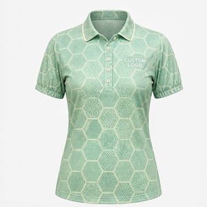 Polo pour femme personnalisé vert menthe à motif nid d'abeille, séchage rapide, respirant, manches courtes, uniforme de golf performant WPS-0711 - Product Image 1