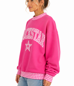 Sudadera Premium de Cuello Alto para Mujer con Apliques de Letras Personalizados, Ajuste Holgado y Contraste de Puntos de Polka, Fabricante - Product Image 2
