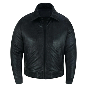 Design Your Own Winter Men's <b>Leather</b> <b>Jacket</b> with Zipper High Quality Vintage Fashion <b>Long</b> Sleeve Customizable - Product Image 1