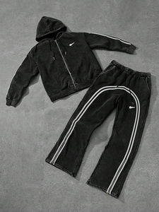 Ensemble de 2 pièces pour homme, sweat-shirt à rayures contrastées et pantalon de survêtement, survêtement pour homme, tenue en deux pièces pour homme, vêtements pour homme - Product Image 1