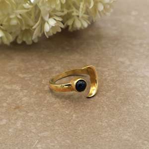 SHYAM JEWELRS Mystic Black Onyx Crescent Moon <b>Ring</b> 14K Gold Plated Brass <b>Adjustable</b> Celestial Jewelry Boho & Hippie Unisex - Product Image 2