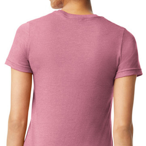 T-shirt classique pour femme à col rond en coton doux, décontracté, à manches courtes, pour tous les jours, coupe régulière confortable, couleur prune - Product Image 4
