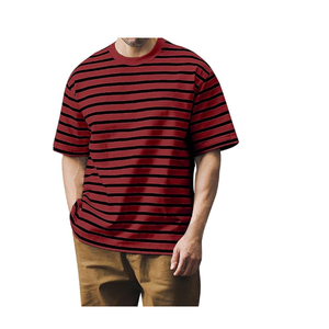 Camiseta de Alta Calidad 100% Algodón, Estilo Urbano, Manga Corta, Cuello Redondo, Rayas de Algodón, con Logotipo Personalizado para Hombre - Product Image 3