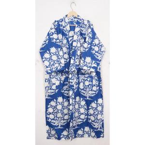 Handmade 100% Cotton Floral Printed V-neck Drawstring Closure Breathable Kimono Lightweight Summer Spa <b>Bath</b> Wrap Casual Romantic - Product Image 2
