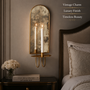 Modern Arched Mirrored Wall <b>Sconce</b> Brass <b>Candle</b> Holder Decorative Antique Mirror Wall Accent Luxury Home Décor for Living Room - Product Image 2