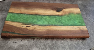 Juego de Tablas de Queso y Posavasos de Madera y Resina Verde Forest Gleam Hechos a Mano, con Resina Epoxi de Río y Acacia, Plato de Servir de Lujo para Cocina, Venta al por Mayor - Product Image 1