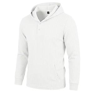 Sweat-shirt à capuche pour homme, couleur unie, tricoté en coton, décontracté, avec poche, coupe classique, respirant, pour l'automne - Product Image 1