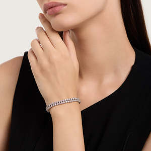 Lab Grown <b>Diamond</b> Bracelet Silver Double <b>Chain</b> DEF Color <b>VVS</b> VS Clarity 15 Gram Vala Brothers BR-17 Women's Bulk Export Supplier - Product Image 4