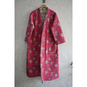 Chaqueta Acolchada de Algodón Hecha a Mano, Estilo Boho, Reversible, Abrigo Largo para Mujer, Bata Kantha, Ropa Étnica - Product Image 4