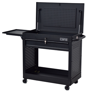 Matte Black Powder Coated Steel 1 <b>Drawer</b> Utility Cart Family keywords: for Garage Workshop Storage Use - Product Image 3