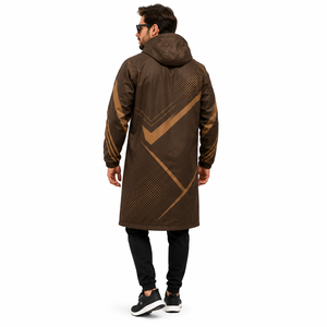 Veste de pluie imperméable longue à capuche marron personnalisée, coupe-vent et respirante, pour hommes et femmes, randonnée, pêche, camping, OEM - Product Image 4