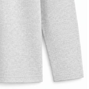 Gray JJ Logo Embroidered Long Sleeve Crew Neck Shirt Lightweight Casual <b>Top</b> with Ribbed Cuffs for Custom Team and Group Apparel - Product Image 6