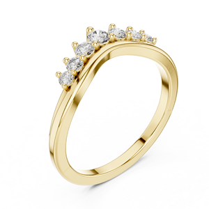 Bague de mariage minimaliste en or massif 14K 18K avec diamant de laboratoire taille ronde 0,25 carat DEFVVS et motif chevron gradué ODM - Product Image 3