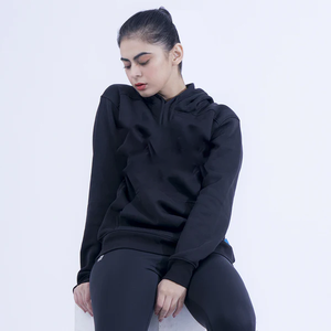 Women’s Classic Red & Black Pullover Hoodie Premium Cotton <b>Blend</b> Hoodie for Women Oversized Casual Hoodie Sweatshirt - Product Image 4