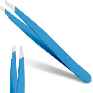 Ensemble de pinces à sourcils courbées en acier inoxydable sans soudure, étui en PU, pointes inclinées, pinces de précision durables, pinces classiques - Product Image 3