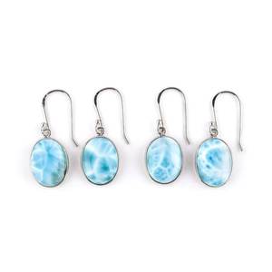 Pendientes de Larimar Azul, Plata de Ley 925, con Engaste en Bisel, Piedra Preciosa de Larimar Natural, Joyería Hecha a Mano para Mujer, Venta al por Mayor - Product Image 5