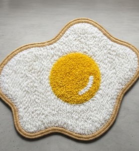 Alfombra de Lana Moderna Antideslizante, Hecha a Mano, con Diseño de Omelette, Suave y Decorativa para Dormitorio o Sala de Estar - Product Image 1