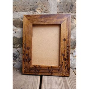 Handmade Wood Photo <b>Frame</b> Rustic Floral Pyrography Picture <b>Frame</b> Desktop Home Decor Custom Wooden Photo <b>Frame</b> <b>4x6</b> 5x7 Bulk - Product Image 1