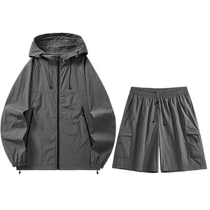 Nuevo Conjunto Deportivo para Hombre con Logotipo Personalizado, Chaqueta Cortavientos y Pantalones Cortos, Ropa Deportiva Ligera de Nailon para Correr, Gimnasio, Fitness - Product Image 1