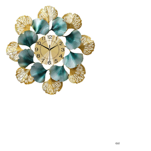 Large Decorative Metal <b>Wall</b> <b>Clock</b> Gold and Black Floral Leaves Design <b>Silent</b> Non-Ticking Iron <b>Wall</b> Art for Modern Home Decor - Product Image 1