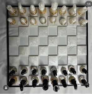 Luxury Resin <b>Chess</b> <b>Set</b> With Board And Resin Pieces Artistic Decorative Game Board For Home Interior Design - Product Image 5