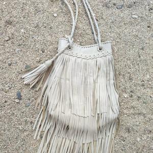 Premium Genuine Leather Fringe Handbag for Women – Vintage Boho Style Shoulder <b>Bag</b> with Tassels & <b>Studded</b> Detail - Product Image 1