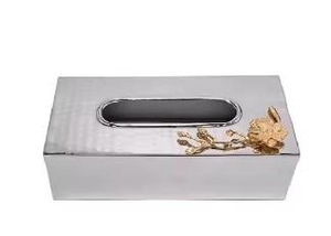 Caja de pañuelos y servilletas cuadrada de metal mediana, hecha a mano, con diseño floral personalizado FD-01563, clásica, para uso en el hogar y la oficina en India. - Product Image 2