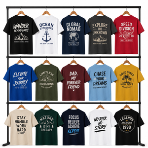 Camiseta de Manga Corta para Hombre Sangita, Color Azul Claro, Cuello Redondo, Corte Regular, Estampado de Letras, Logotipo Frontal, Transpirable, Informal, 100% Algodón - Product Image 3