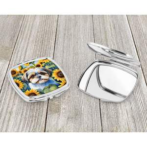 Shih Tzu Tournesols Miroir de maquillage de voyage compact pour femmes et filles Design de poche pliable Cadeau décoratif de poche - Product Image 3