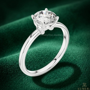 Bague de fiançailles de luxe en or blanc 9K 10K 14K 18K avec diamant de laboratoire taille ronde pour femme, certifiée IGI - Product Image 3