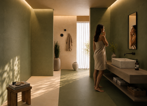 Surface inspirée du tissu vert 600x1200, une surface haut de gamme dotée de textures douces et de tons neutres élégants, conçue pour - Product Image 3