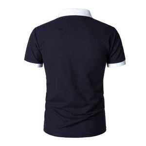 เสื้อโปโลผู้ชายแบบเรียบสีน้ำเงินกรมท่า รุ่นล่าสุดปี 2026 พร้อมโลโก้สั่งทำพิเศษ คุณภาพสูง ผ้าสี่ทิศทางยืดหยุ่น ทรงดรอปคัท ซิป แขนสั้น - Product Image 5