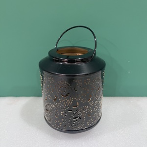 L651 Iron <b>Black</b> Finish Votive Home Decor <b>Lantern</b> Artisan Design - Product Image 4