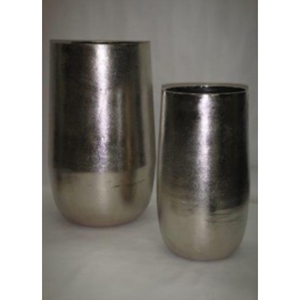 Vases décoratifs modernes en métal, finition argentée, faits à la main, ensemble haut et bas pour la décoration intérieure - Product Image 6