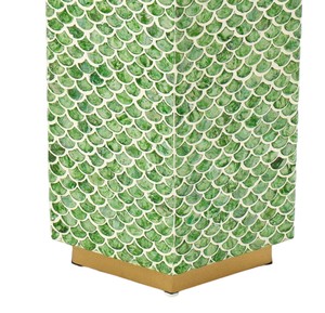 Sgabelli Esagonali Verdi con Mosaico in Madreperla, Tavolino Artigianale per Arredamento Soggiorno e Camera da Letto - Product Image 2