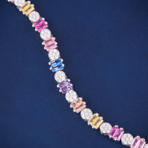 A colorful tennis diamond unisex <b>bracelet</b> custom piece moissanite D vvs diamonds 925 sterling <b>silver</b> diamond tester pass unique - Product Image 4