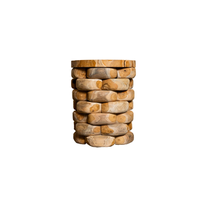 ARTERRA Luxury Teak Pebble Stacking <b>Bench</b> Rustic Handcrafted <b>Wooden</b> Masterpiece Natural Texture Sturdy Craftsmanship - Product Image 1