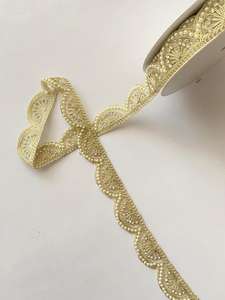 Encaje de Guipur Hecho a Medida, 100% Poliéster, Soluble en Agua, Estilo Vintage, con Bordado a Rayas, Colores Mezclados, para Boda - Product Image 4