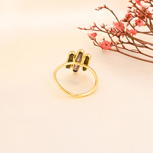 Natural Multi Tourmaline Stick Brass <b>Adjustable</b> <b>Ring</b> Gold Plated Jewelry - Product Image 3