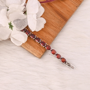 High Quality 925 Sterling Silver Garnet Tennis <b>Bracelet</b> Luxury Gemstone Jewelry for Unisex - Product Image 2