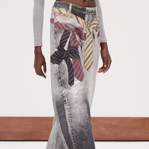 Jeans de mezclilla para hombre estilo callejero europeo-americano, Y2K, estampados, hip-hop, de pierna recta, retro, holgados, de secado rápido, para comercio electrónico transfronterizo. - Product Image 1